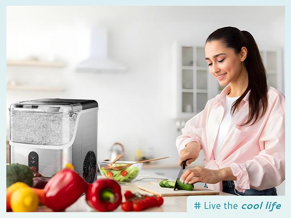 Euhomy Best-Selling  Nugget Ice Makers Countertop 35lbs/24H&33lbs/24H Pebble Ice Maker with Self-Cleaning Sonic Function, Compact Design & One-Year Warranty Service