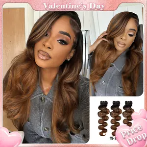 [LIVE-ONLY] Wequeen #FB30 Highlight Hair Bundles Brazilian Colored Human Hair #P4/27 Body Wave Straight Quick Weave Sew in/Glue in Budget Friendly 10A Valentine Gifts