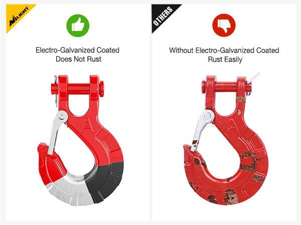 Nilight Forged Steel Winch Hook 3/8" Grade 70 Safety Latch Winch Cable Hook Stopper & Clevis Slip Hook Sets, Included Allen Wrench,Max 35,000 lbs