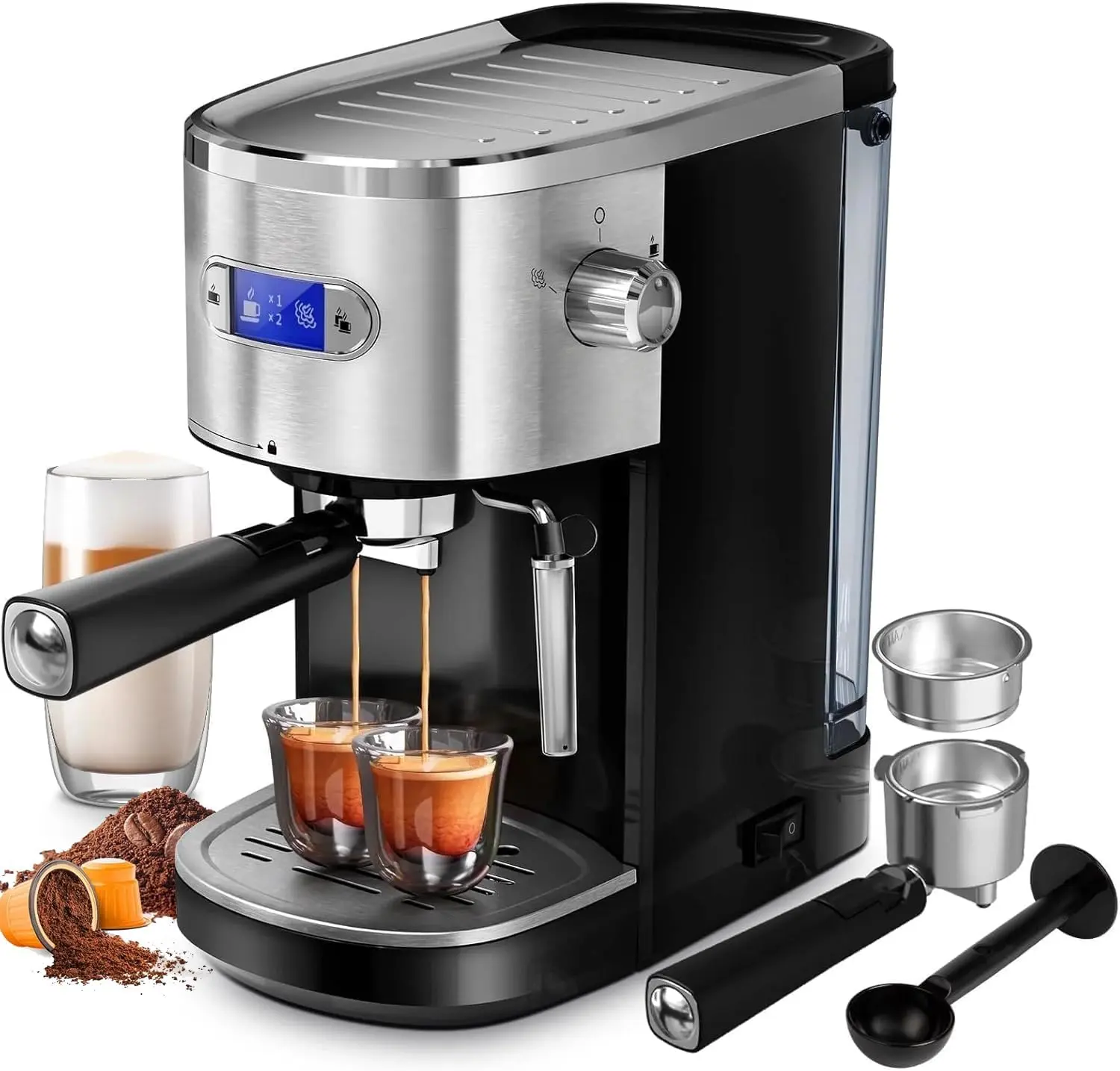 Commercial Espresso Machine 20 Bar, Compact Espresso Maker with Milk Frother Steam Wand, Expresso Coffee Machines with 45 OZ Removable Water Tank for Cappuccino, Latte, Home,summerwins,home essentials tiktokshopbacktoschool
