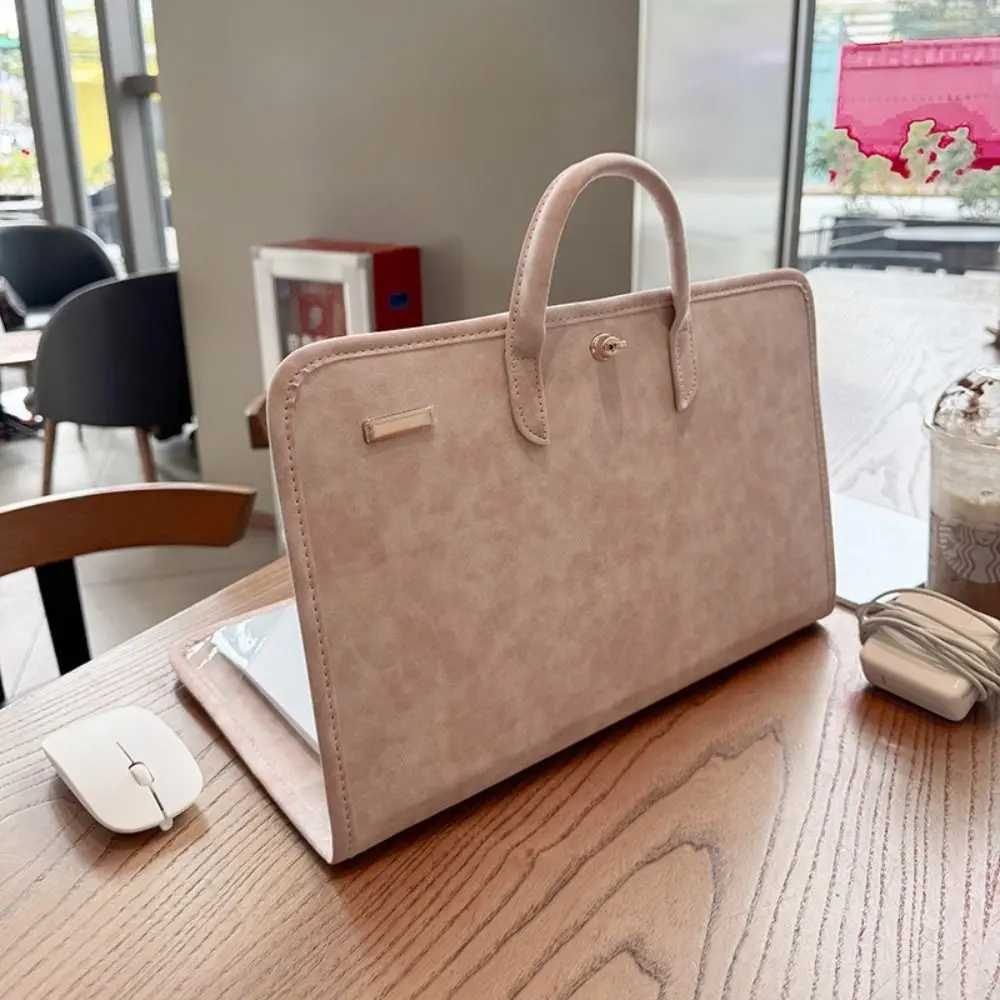 Laptop Case Sleeve Pink with Handle Personalized PU Leather Protective Cover Laptops Bag For 14-Inch 16-Inch Computers Decoration Supplies Stylish Work Bag