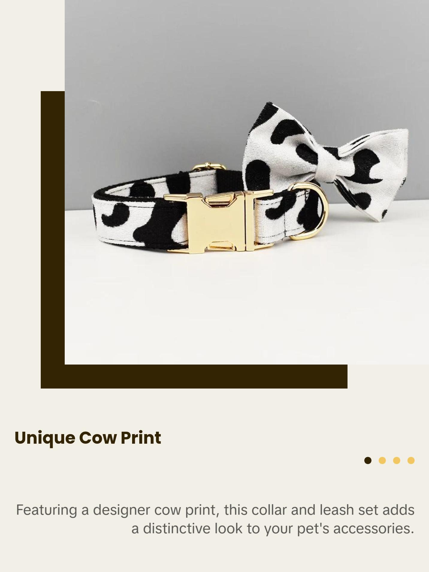 Designer Luxury Cow Print Dog Collar and Leash