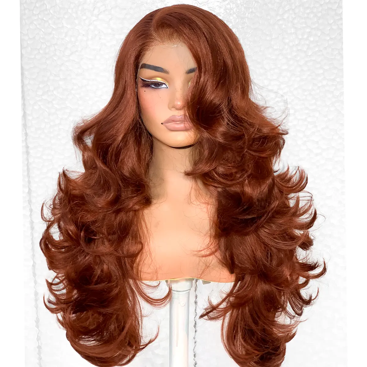 Choppy Layered Butterfly Cut Lace Frontal Wig Ready to Wear,Synthetic Pre-Layered Pre-Plucked Pre-cut Heat resistant Flipped-Out Waves Effortless floating Waves For Black Women Beginners Friendly#26inch Mothers Day