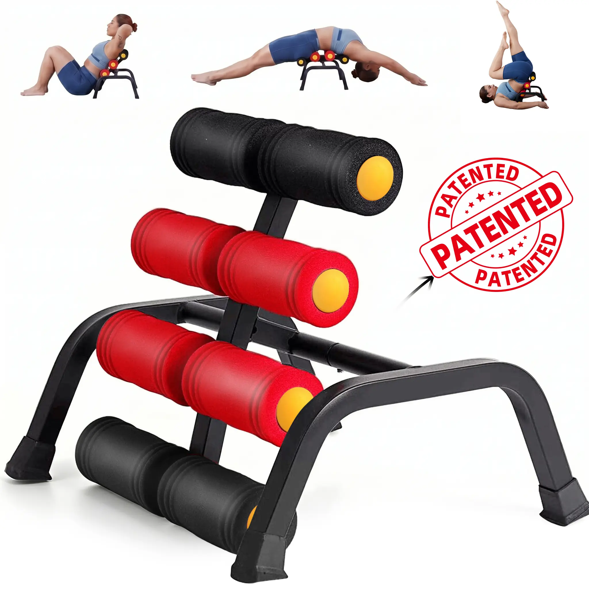 Magic BB Mini Inversion Table with Back Massage Roller, Back Stretching Machine for Back  Relief, Easy to Assemble & 400LBS Weight Capacity, Spinal Decompression Table for Home Gym