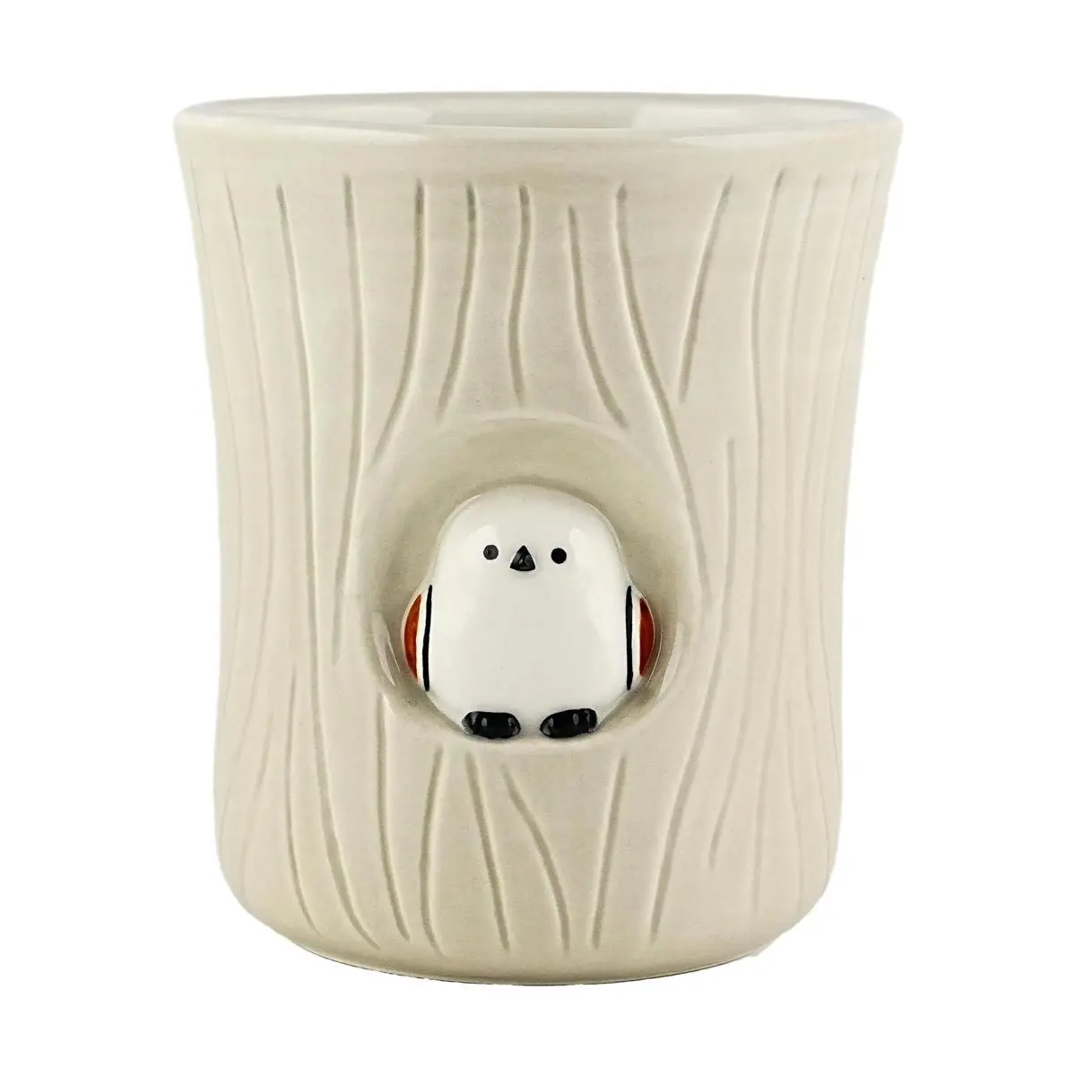 Decole Concombre "Stump Mug" - Adorable Long-Tailed Tit Ceramic Cup, 82x95mm, Cute Japanese Drinkware for Daily Use
