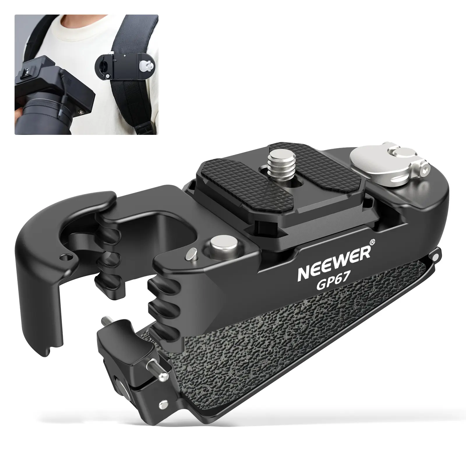NEEWER GP67 Backpack Camera Clip Mount for Camera & Action Camera ...