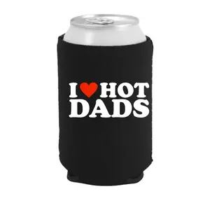 I love hot dads dilf silver Fox on a black Neoprene Koozies Can Coolers for 12oz 16oz 20oz 24oz and More Premium DTF Print Heat Pressed One Sided Funny Unhinged Designs Great for Men Women Gifts hunting outdoors