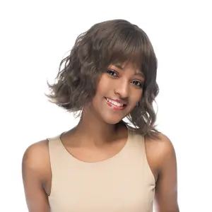 9.5-Inch Solid Dark Ash Brown Wavy Synthetic Wig | 【Heat Resistant】【Cap Included】 |  #81 @26 FSGA