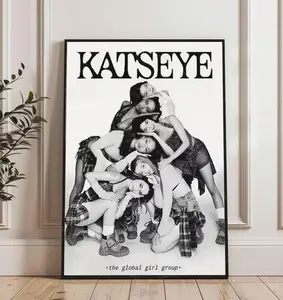KATSEYE Poster, Global Girl Group Wall Art, K-Pop Aesthetic Print, Black & White Music Poster, Dance Group Decor, Digital Download Art