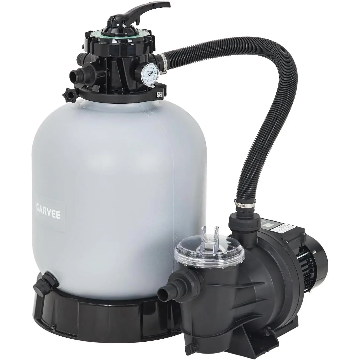 Sand Filter Pump System for Above Ground Pools – 3/4HP to 1.5HP, 3435–6075 GPH, Powerful Pool Filter Combo with 7-Way Valve, Built-In Strainer Basket & Timer Option, Grey/Blue – High-Flow Replacement Pump System for Cleaner Water and Easy Backyard Pool