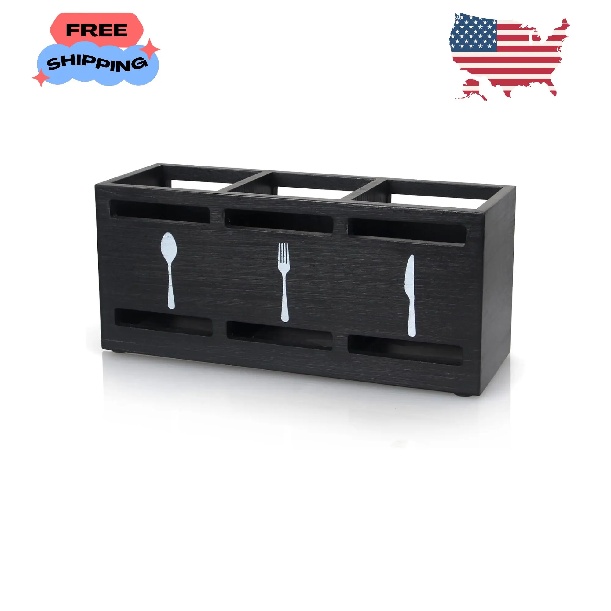 Wooden Silverware Caddy Flatware Cutlery Holder Wood