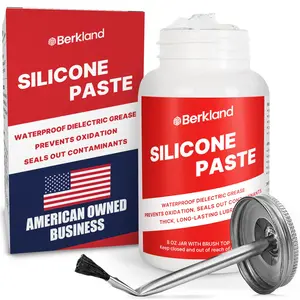 Berkland Silicone Paste Waterproof Dielectric Grease for Electrical Connectors, Spark Plugs, Automotive O-Ring Sealant, Brake Lube & Plumbers Silicone Grease with Lid Brush (8oz)