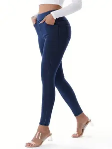 Women's High-Waisted Stretchy Soft Belt Pocket Nine-Point Pants Slim-Fitting Daily Cycling Wear Sweatpants for Comfort