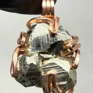 Pyrite Copper PENDANT Artisan Crafted Male Female Anniversary Auspicious Birthday Engagement Fabric Daily