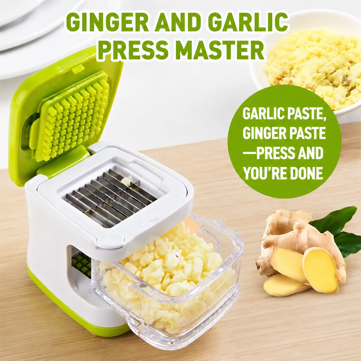 Updated Garlic Press&Peeler Set- Convenient Dicing and Slicing. Chopper, Masher & Crusher, Mincer and Paste