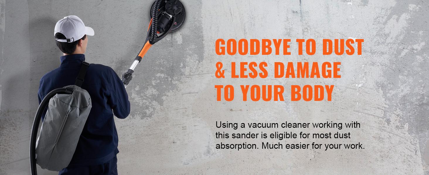 VEVOR Electric Drywall Sander, Various specifications, Foldable Handle & Self-Suction, Variable Speed, with LED Strip Light and Vacuum Bag