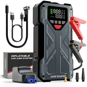 16800mAh [ 5 in 1 Function ] Geeneu Portable Car Jump Starter With Air Compressor 6000A (10.0L Gas, 9.0L Diesel) With 150 PSI Tire Inflator, 12V Car Battery Jump Power With LED Light F6 portable jumpstarter batterycharger Outdoorfun Emergency Lighting