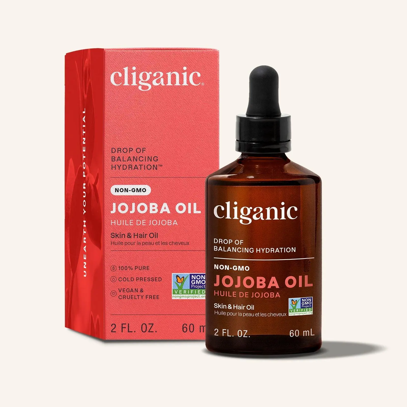 Cliganic Non-GMO Jojoba Oil for Skin, Hair & Face 100% Pure, Natural Cold Pressed Unrefined Hexane Free