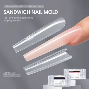 TRICOLOR FISH Sandwich-style nail extension forms, 240 pcs, paperless, crystal gel nail art, no sculpting required, professional use for nail salons.
