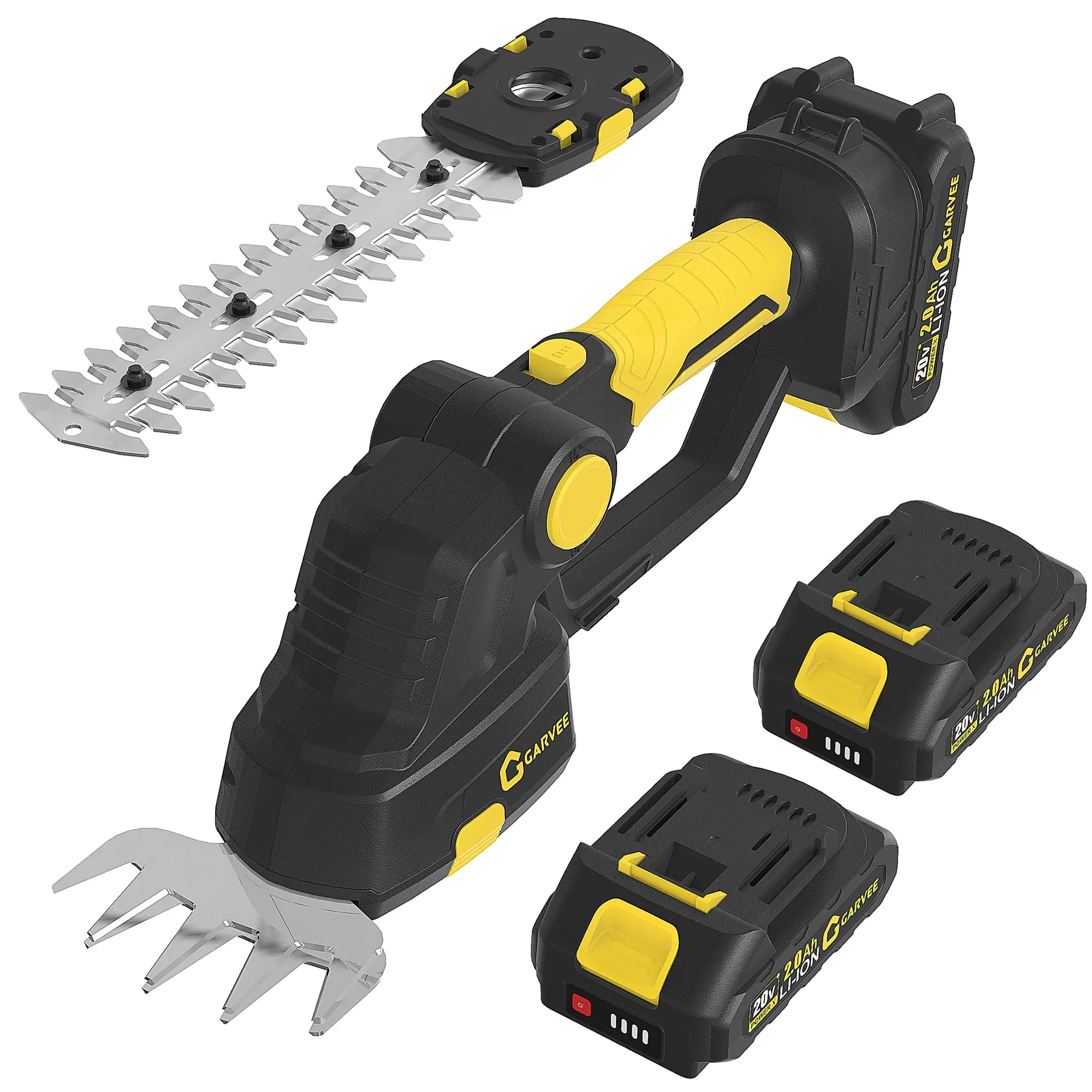 GAREVEE Wireless 2-in-1 Grass Shear & Shrub Trimmer – 20V Handheld Electric Hedge Cutter with Versatile 2-in-1 Wireless Grass Shear & Shrubbery Trimmer - 20V Handheld Electric Hedge Shears, 2×2.0Ah Batteries, Type-C Charging, Perfect for Lawn & Garden