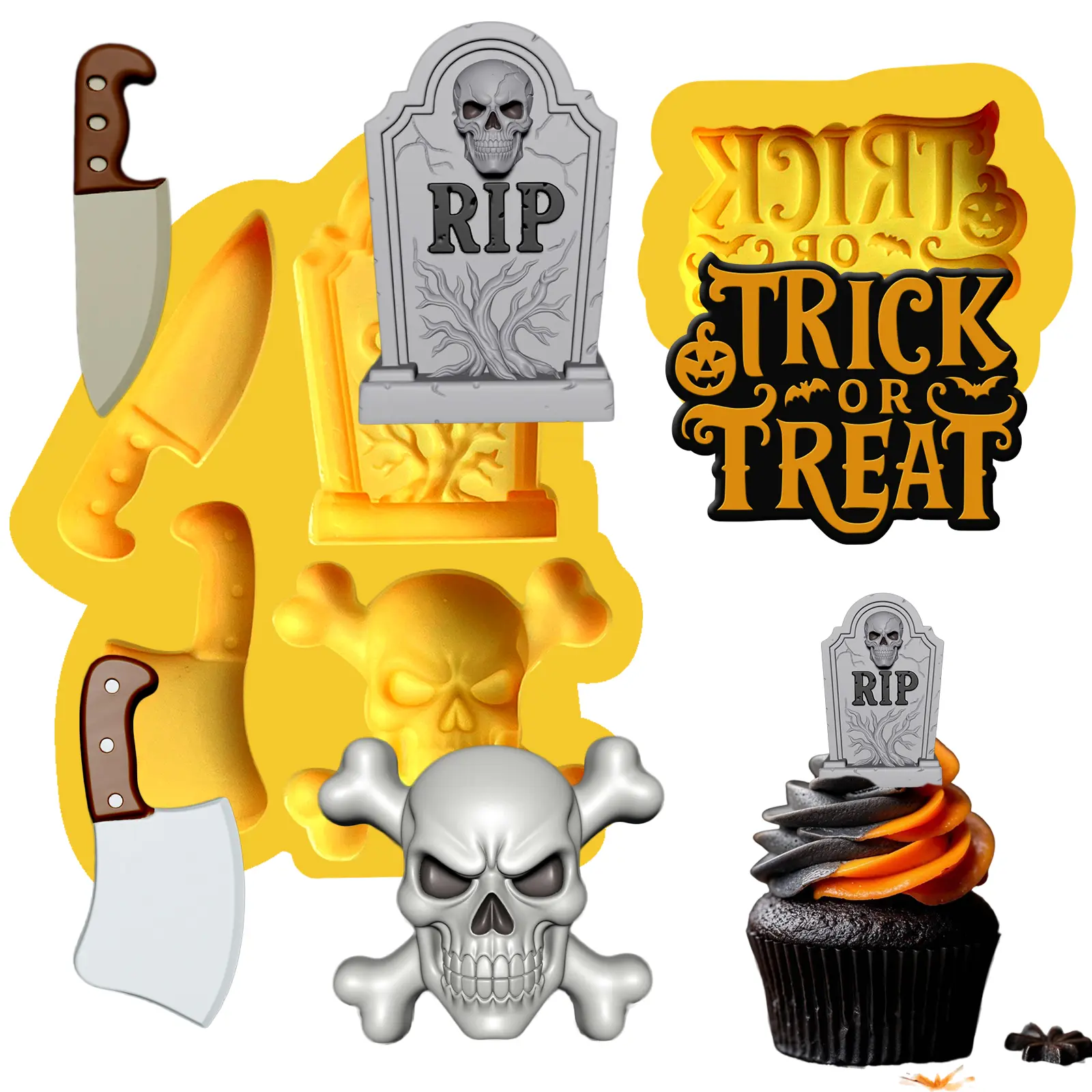 Halloween Horror Silicone Mold Set 2 pcs - DIY Kit for Soap Making Wax Melts & Handmade Crafts - Spooky Decorations & Treats - Halloween-Themed Projects