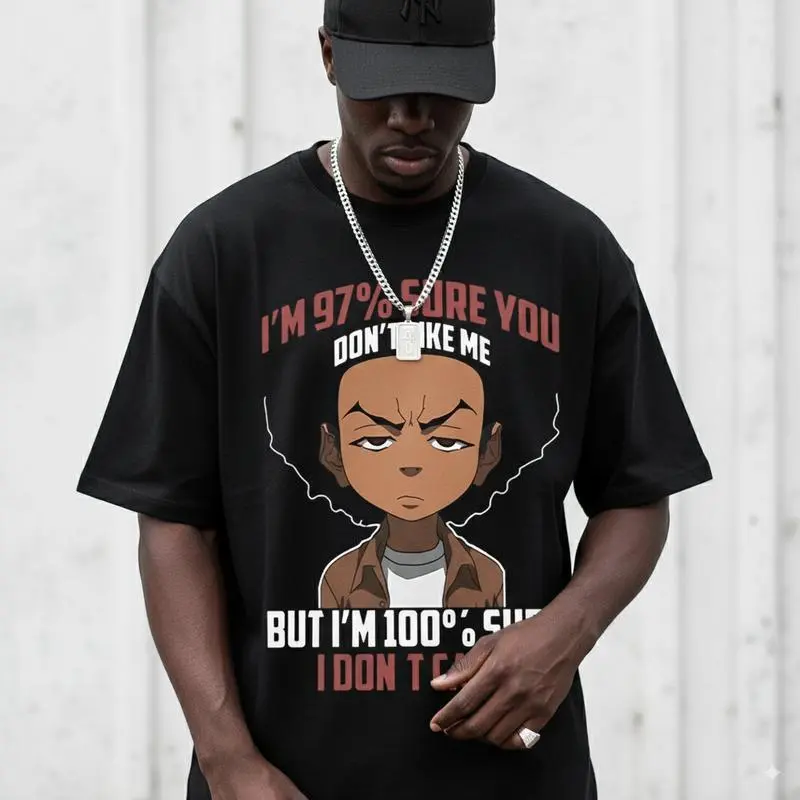 Boondocks t-shirt Men's Short-Sleeved Fun Pattern T-Shirt Series - Black - For Men - Casual Wear - Great Gift for Boondocks Fans