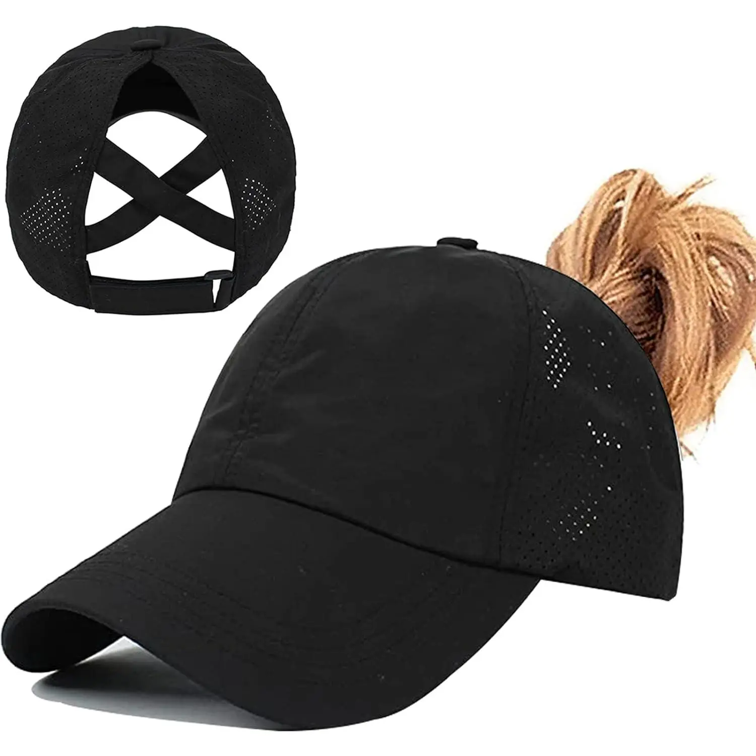 Women's Quick Dry Ponytail Baseball Cap - Adjustable Criss Cross High Bun Trucker Hat, Stylish and Functional Sports Cap for Active Lifestyle