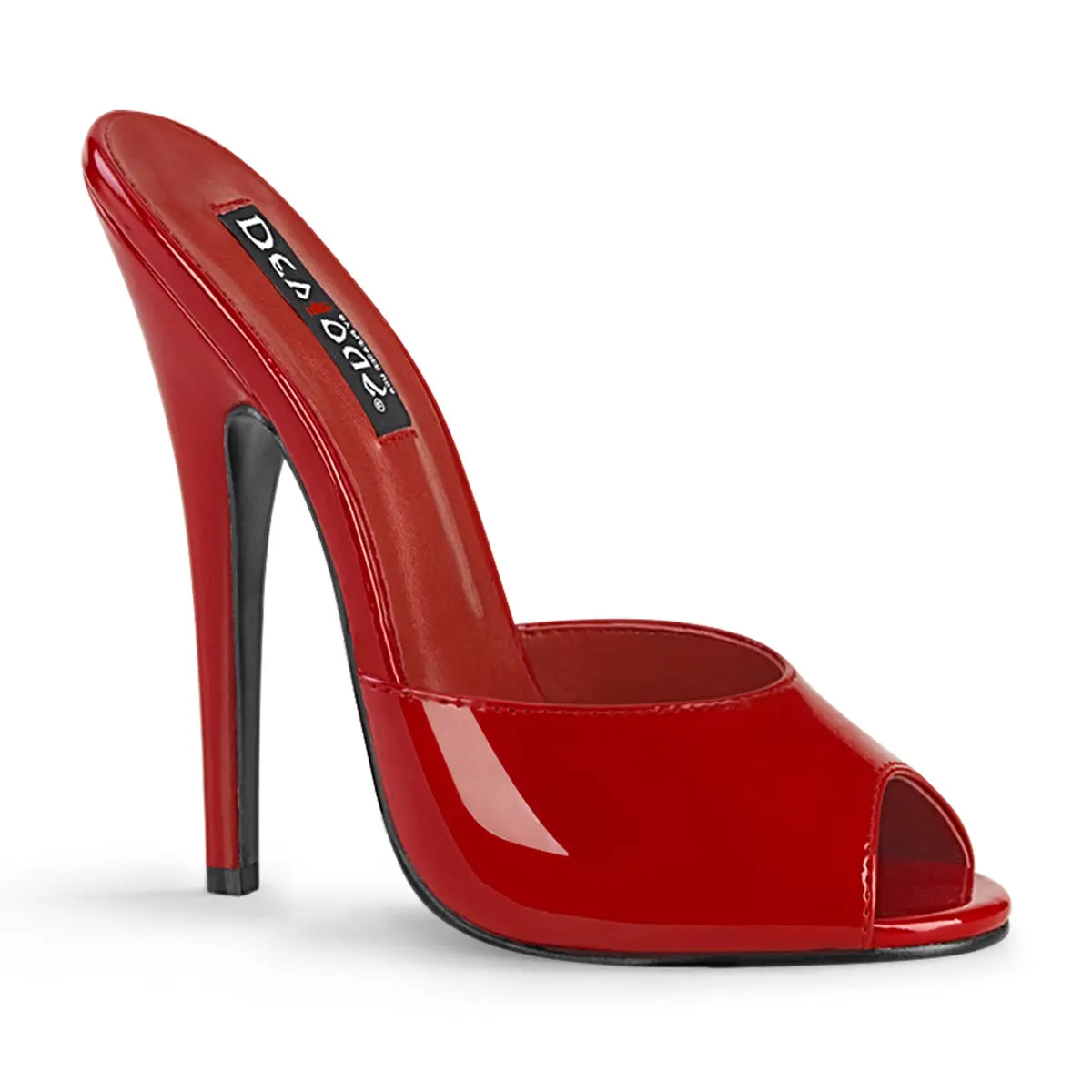 Patent Red Stiletto Mule Sandals for Women, Chic 5.5-Inch (14cm) Peep Toe Heels for Parties and Statement Wear, Party, Statement Shoes, 5.5" (14Cm) Heel, Footwear, Heels For Women, Patent Leather