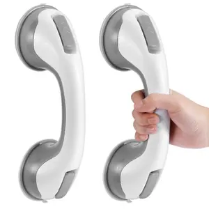 2pcs Plastic No-Drill Suction Cup Bathroom Grab Bars - Adjustable, Non-Slip Bathtub Safety Rails, Elderly Fall Prevention Handle, Easy to Use, Assist with Shower Chair, Caring Gift for Family