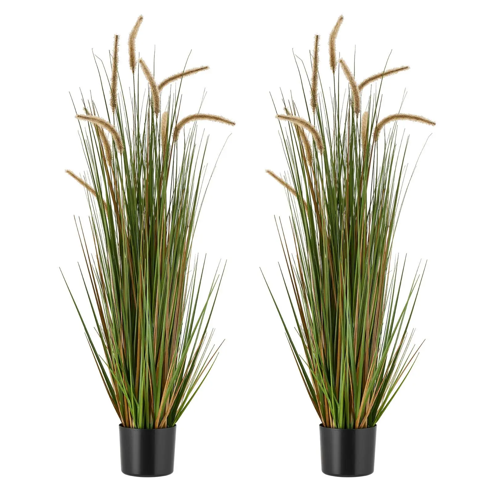 【SummerFinds】VEVOR Artificial Grass Plant, 2 Pack 47 inch Horsetail Reed Grass in Pot, Premium PVC Faux Fake Greenery Shrubs Plant for Indoor Outdoor House Home Garden Office Room Decor, Housewarming, Green