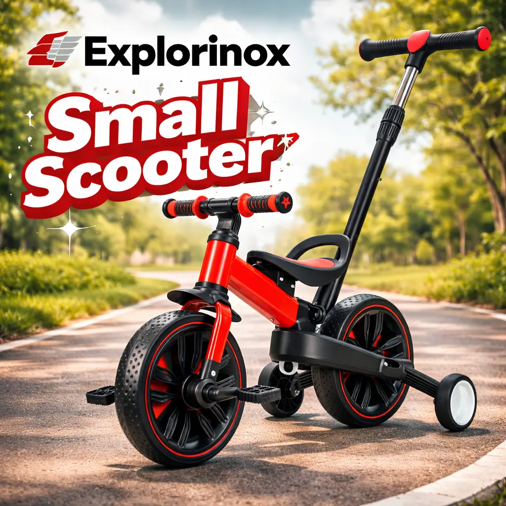 Explorinox Balance Bike for Toddlers 2-5 Years Old 6-in-1 Convertible Training Wheels Pedals Brakes Kickstand & Ergonomic Handle Durable Steel Frame