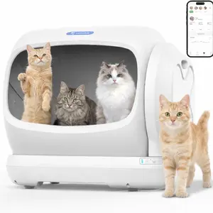 Robotail XXXL Self-Cleaning Automatic Cat Litter Box, 106L Extra-Large Smart Litter Box for Multiple Cats, Safety Sensors & Anti-Pinch Protection, APP Control, Low Entry Design, Easy Cleaning