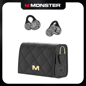 MONSTER Open Ear Earbuds Clip-On Headphones Over Ear, Bluetooth 6.0 Wireless Earbuds with 10mm Drivers Powerful Bass, 3.7g Lightweight Comfort Open Ear Clip,Sweatproof, 100H Playtime Mini Purse Design, Great Gift for Women