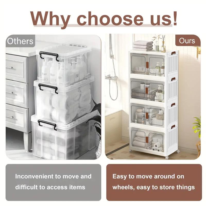 60CM-2/3/4/5 Layers Plastic Storage Box Organizer Stackable & Foldable with Magnetic Transparent Door for Kitchen Bedroom Living Room Study Office Saving Space 60CM-2/3/4/5 Layers Plastic Storage Box Organizer Stackable & Foldable with Magnetic Transparent Door for Kitchen Bedroom Living Room Study Office Saving Space