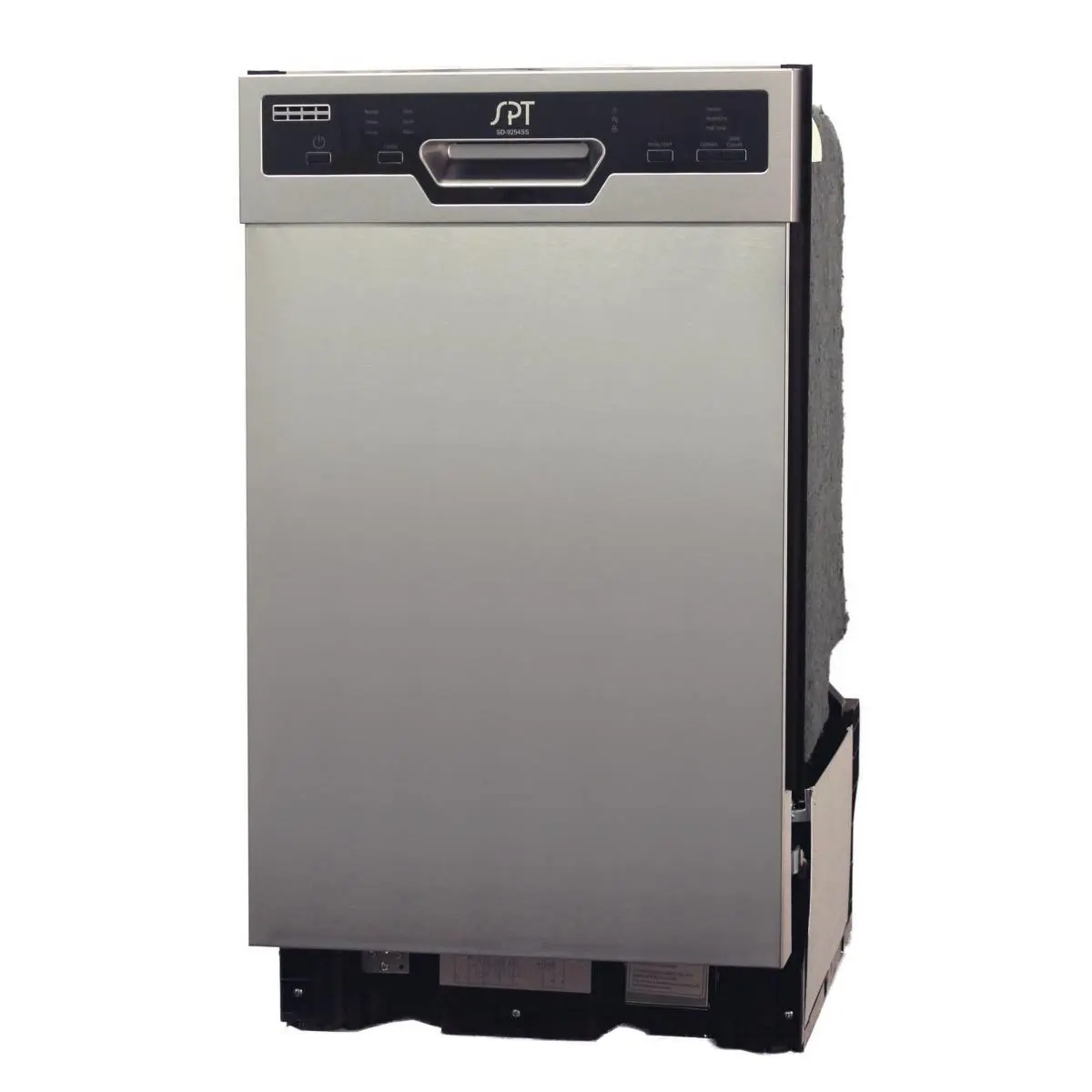 SPT New 18" Width Built-In Home Dishwasher - 120V Plug, 100W Heavy Wash Motor, 17.6x22.6x32.4in, Energy Star, Stainless Tub, Heated Quick-Dry, Timer, Alarm, Silent Operation, Glass Cleaning, 2 Pull-Out Racks, 6 Wash Programs (Normal, Rinse)