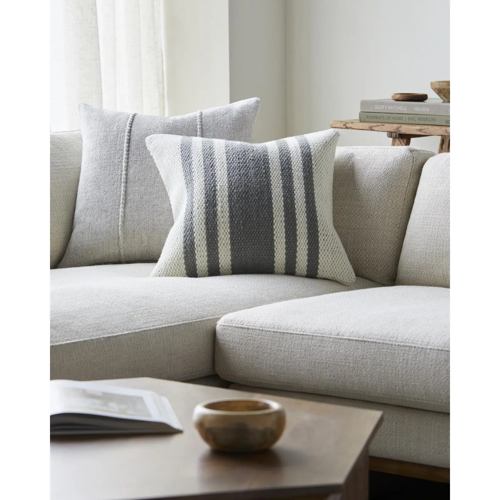 Livabliss x Becki Owens Brett Modern Striped Accent Pillow - Square, Comfortable, Thick Striped Home Decorative Cushion, Square Cushion, Comfortable Cushion
