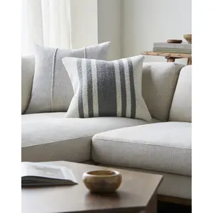 Livabliss x Becki Owens Brett Modern Striped Accent Pillow - Square, Comfortable, Thick Striped Home Decorative Cushion, Square Cushion, Comfortable Cushion
