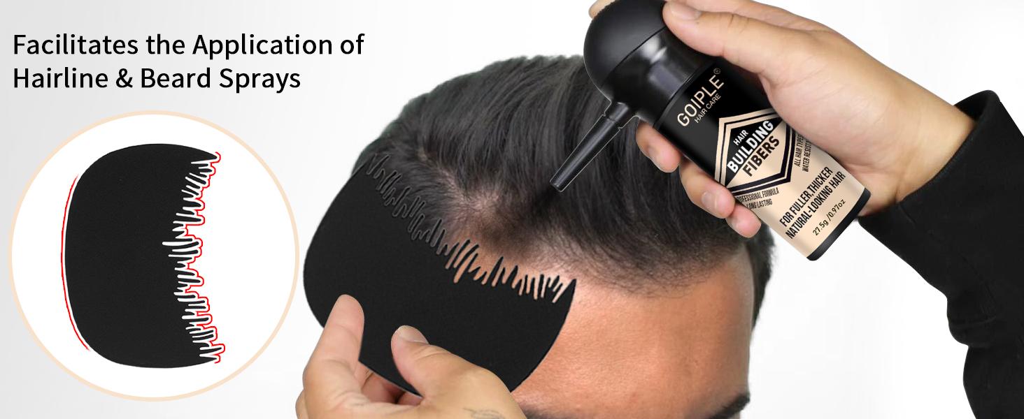 4-in-1 Hair & Beard Styling Set with Hair Fiber & Pump Dispenser & Application Card – Enhancements Barber Spray Volumizing Gentle Blend (Black)