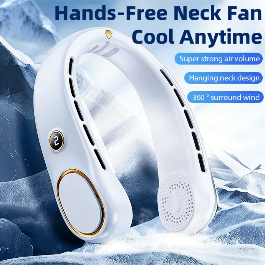 Neck Fan, Hands-Free Bladeless Neck Fan Portable Rechargeable, 360° Cooling Neck Fan, 5-Speed, Silent, 3000MAh Battery Powered USB Wearable Personal Fan For Women, Travel, Outdoor Gifts