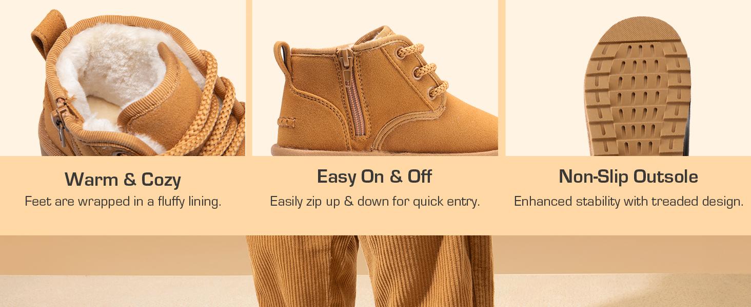 Dream Pairs Toddler Kids Boys Girls Winter Zipper Warm Faux Fur Walking Ankle cute boots Dream Pairs Toddler Kids Boys Girls Winter Zipper Warm Faux Fur Walking Ankle cute boots