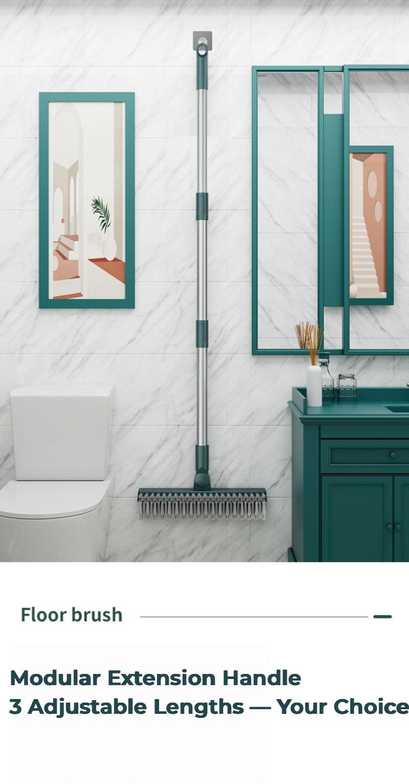 Floor Scrub Brush with Long Handle, 3-in-1 Scrape and Heavy-Duty Stiff Bristle Floor Scrubber Brush with Squeegee for Cleaning Tile Wall Deck Bathroom Patio Garage Kitchen home kit