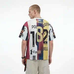 Inflation Unisex Streetwear Clothing, 2026 Spring Summer New Vintage Oversize Color Block Digital Print Basketball Jersey Short Sleeve Loose Breathable Sports T-Shirt, Father's Day Gift