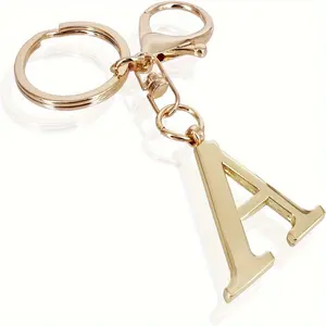 1pc A-Z Alphabet Initial Letter Keychain Alloy Key Chain Ring Bag Backpack Charm Car Key Holder Accessories Women daily uses Couples Gift