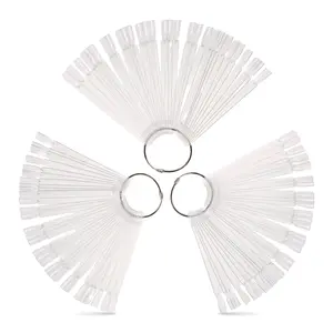 150 count Clear Nail Swatch Sticks with Ring, Fan Shape Nail Art Polish Display Tips, False Nail Sample Sticks, Nail Practice Color Display, Transparent Polish Board for Nails