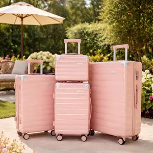 4-Piece Luggage Set with TSA Lock, Cup Holder & USB Charging Spring Break Travel Luggage Set summer travel essential