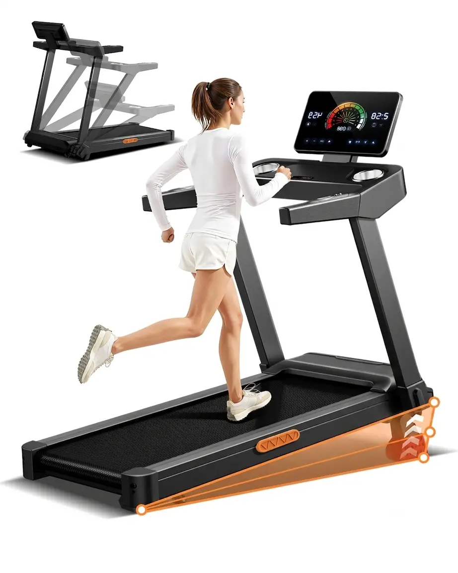 UMAY 20% Incline Treadmills for Home, Foldable Treadmill with Handles, 3.5HP Quiet Brushless Motor, 400LB Capacity & 8.7MPH Max Speed & Intuitive Large Touch Screen walking pad tiktokshopbacktoschool