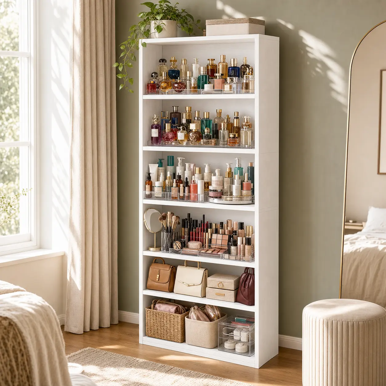 【6-Tier Storage & Display】 IRONCK 63 in Tall Slim Freestanding Bookcase and Shelving Unit for Home, Office and Small Spaces, White