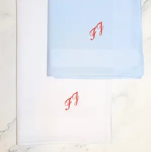 The Paris Set – Personalized Handkerchiefs with Classic Cursive Initials, Embroidered Monogram, Custom 5-Pack Gift for Him or Her
