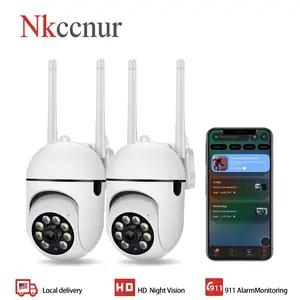 NKCCNUR AI Security Cameras 1PC  HD 2.4G WiFi Night Vision APP Surveillance 2-Way Voice Intercom Motion Detection for Home Business Connection Remote White lights at night