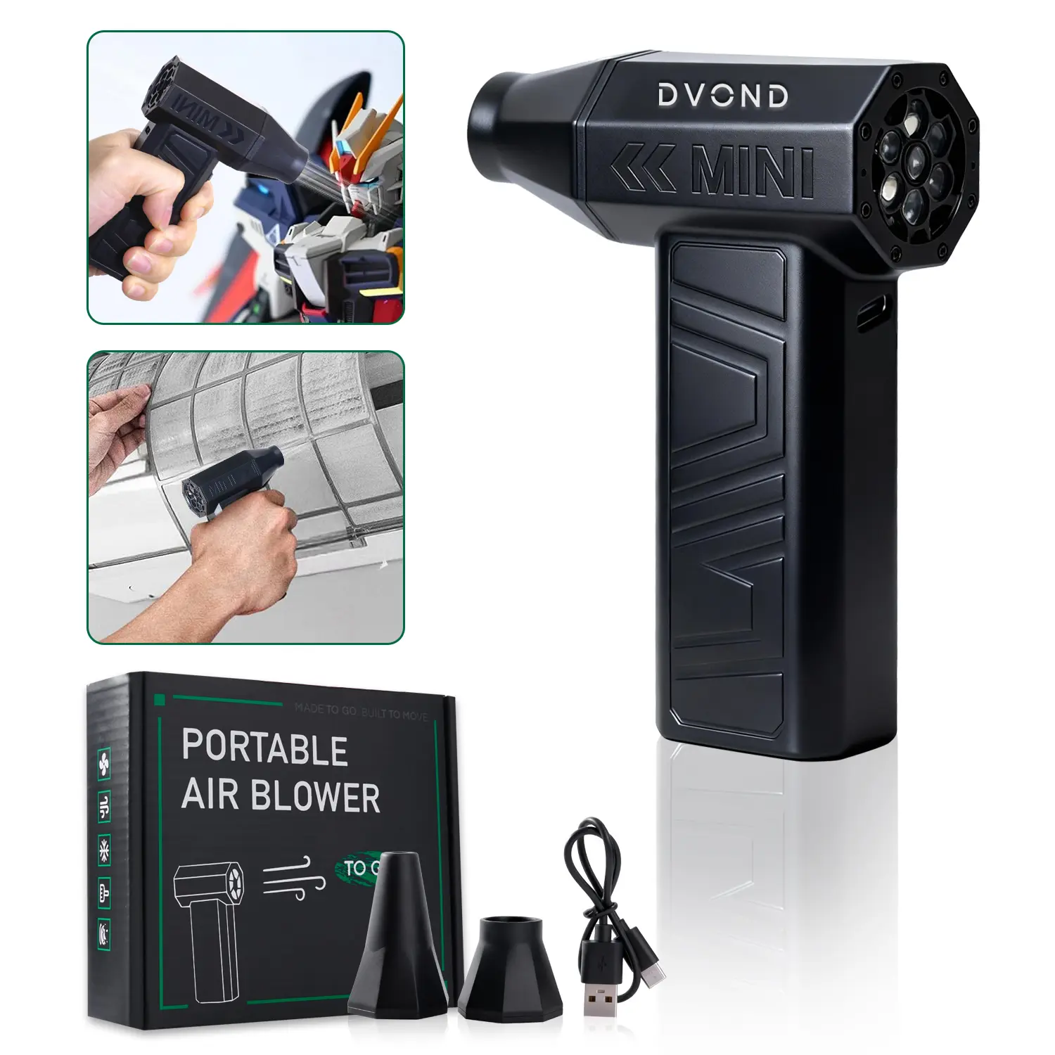 Portable Lightweight Eco-Friendly Electric Compressed Air Duster - 3-Speed Settings Mini Blower, 180000 RPM Super Power, Fast Charging, for Computer, Electronic Surfaces Cleaning, Replaces Canned Air